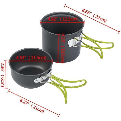 제네릭 Generic Neces 10Pcs Camping Cookware Mess Kit Backpacking Messkit Camping Accessories Dish Set Camping Supplies Camping cookware Camping Gear and Equipment Kitchen Essentials Cookware Set