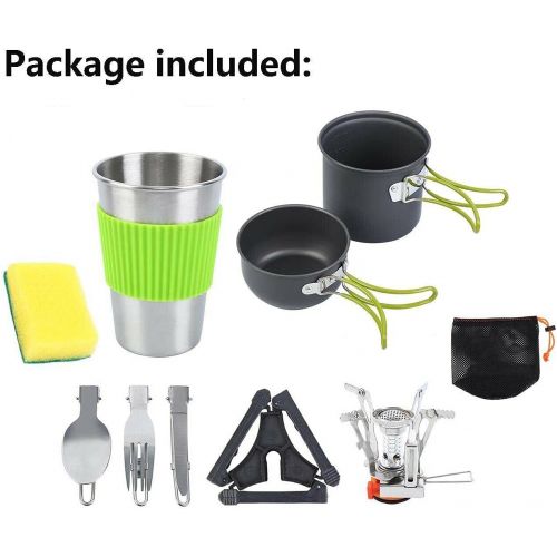 제네릭 Generic Neces 10Pcs Camping Cookware Mess Kit Backpacking Messkit Camping Accessories Dish Set Camping Supplies Camping cookware Camping Gear and Equipment Kitchen Essentials Cookware Set