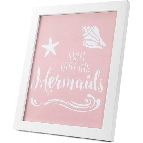 제네릭 Generic Framed Nursery Decor by Sweet SLSy Set of 3 Mermaid Prints. Cute Mermaids Shells Baby Art Kids Baby Bedroom Bathroom Pink Wall Decor Inspirational