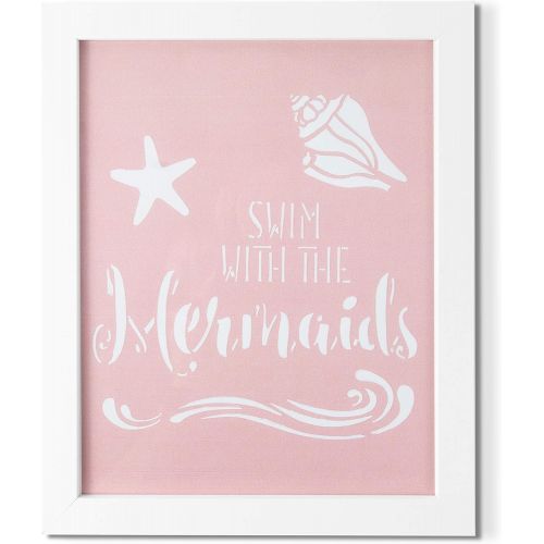 제네릭 Generic Framed Nursery Decor by Sweet SLSy Set of 3 Mermaid Prints. Cute Mermaids Shells Baby Art Kids Baby Bedroom Bathroom Pink Wall Decor Inspirational