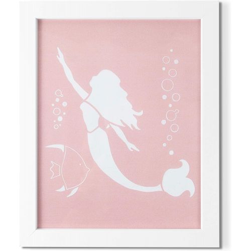 제네릭 Generic Framed Nursery Decor by Sweet SLSy Set of 3 Mermaid Prints. Cute Mermaids Shells Baby Art Kids Baby Bedroom Bathroom Pink Wall Decor Inspirational