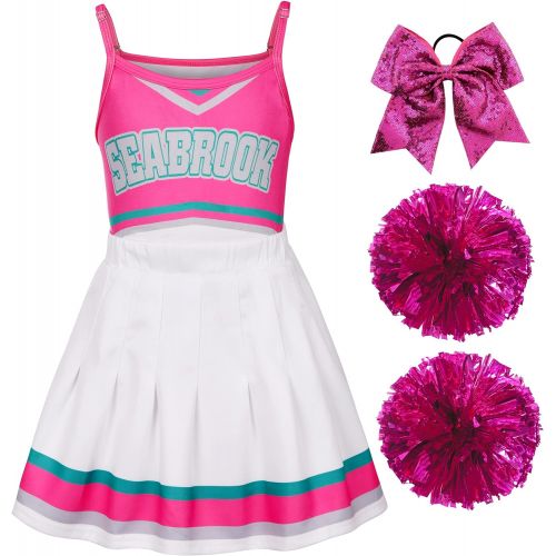제네릭 Generic Girls Cheerleader Costume Cheerleading Outfit Fancy Dress for Halloween Party Birthday