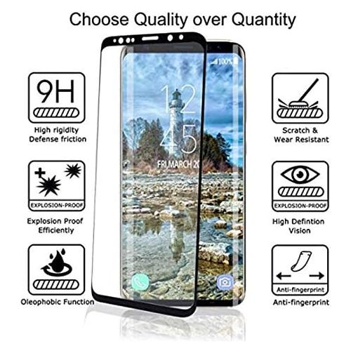 제네릭 Generic for Galaxy S9 Screen Protector Glass, [2PACK] Samsung Galaxy S9 Protective Film, 3D Curved Full Cover Screen Temperedd Glass for Samsung Galaxy S9 (5.8)