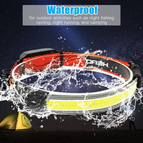 제네릭 Generic 3PCS LED Headlamp Flashlight,USB Rechargeable Headlamp 240° Wide-Beam 3 Light Modes,1000LM COB LED Headlamp Waterproof Headlight with Taillight for Camping,Running,Fishing and Cycl