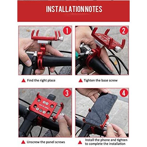 제네릭 Generic Brands Aluminum Bike Phone Mount Adjustable Motorcycle Bicycle Handlebar Phone Holder with Action Camera Mount Compatible with All Gopro Cameras Models, Fits for Phones from 4 to 6.5 inch