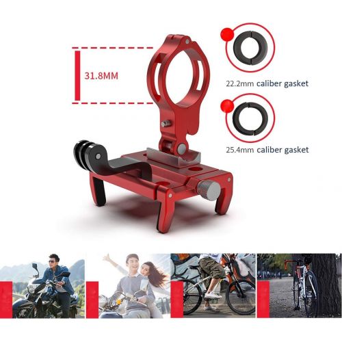 제네릭 Generic Brands Aluminum Bike Phone Mount Adjustable Motorcycle Bicycle Handlebar Phone Holder with Action Camera Mount Compatible with All Gopro Cameras Models, Fits for Phones from 4 to 6.5 inch