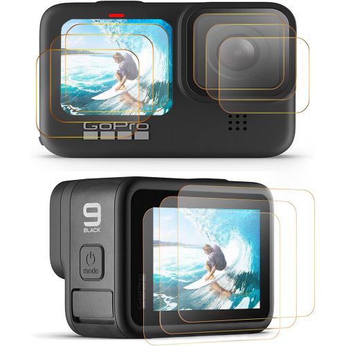 제네릭 Generic [9 PCS] Screen Protector Compatible with GoPro Hero 9 Black, ATMOSHUE Ultra Clear Tempered Glass Screen Protector + Tempered Glass Lens Protector + Tempered Glass Small Front LCD D