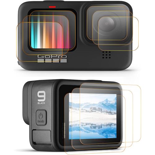 제네릭 Generic [9 PCS] Screen Protector Compatible with GoPro Hero 9 Black, ATMOSHUE Ultra Clear Tempered Glass Screen Protector + Tempered Glass Lens Protector + Tempered Glass Small Front LCD D