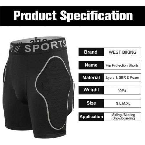 제네릭 Generic Protection Hip Pants,Riding Pants Skating Protective Gear Skiing Snowboards Mountain Bike Cycling Cycle Shorts - Select Sizes - L