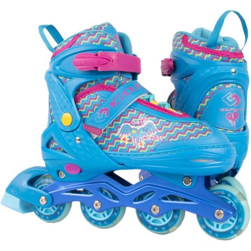 제네릭 Generic VyperX Adjustable Inline Skates for Kids and Young Adults Roller Skates with Light Up Wheels for Boys and GirlsProtective Gear Included