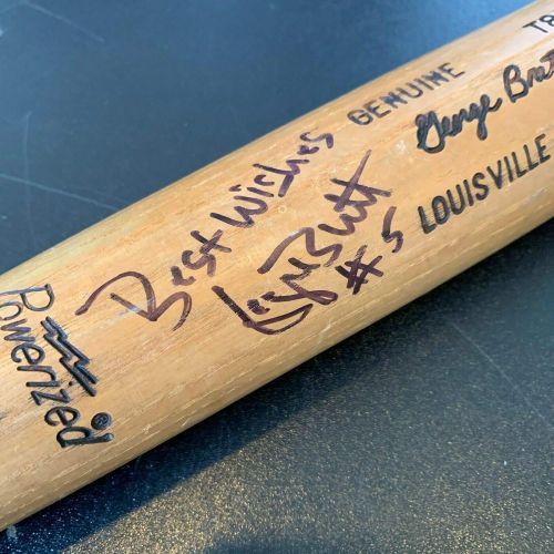 제네릭 Generic 1980 George Brett Signed Game Used Louisville Slugger Baseball Bat MEARS COA