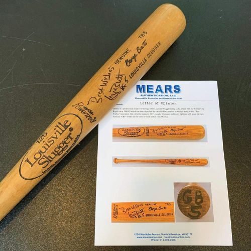 제네릭 Generic 1980 George Brett Signed Game Used Louisville Slugger Baseball Bat MEARS COA