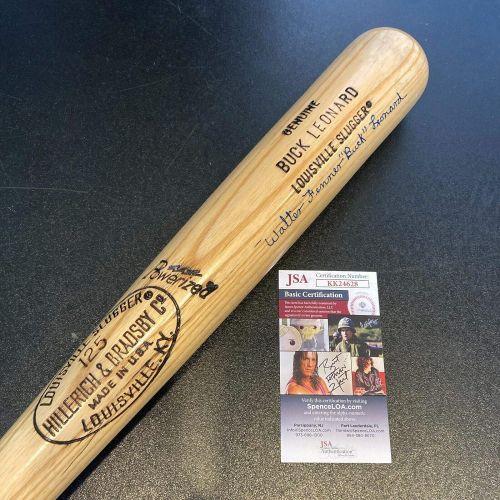 제네릭 Generic Walter Fenner Buck Leonard Full Name Signed Louisville Slugger Baseball Bat JSA