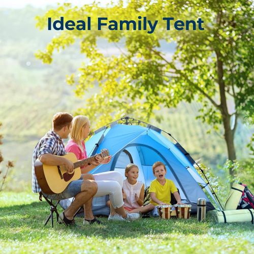 제네릭 Generic ArcadiVille Camping Pop up Tent 4 People, Waterproof and Windproof Family Tents for Camping, 2 in 1 for Outdoor & Travel, 60s Setup, Removable Rainfly, Ventilated Windows, Portable