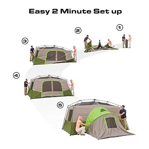 제네릭 Generic 11-Person Camping Tent with Private-Room, Portable Instant Cabin Tent for Family Camping, Traveling, Hiking, Picnicking, Easy Set Up and Storage - 14 x 14