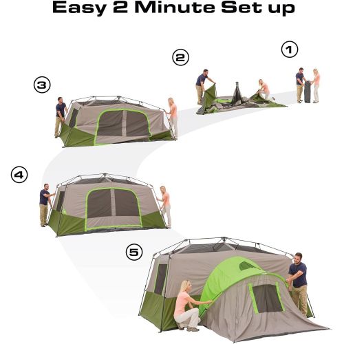 제네릭 Generic 11-Person Camping Tent with Private-Room, Portable Instant Cabin Tent for Family Camping, Traveling, Hiking, Picnicking, Easy Set Up and Storage - 14 x 14