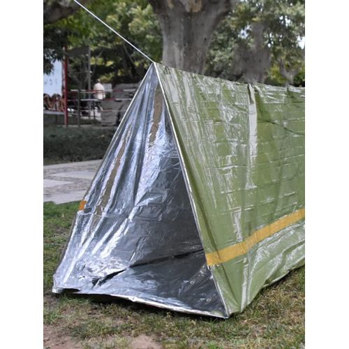 제네릭 Generic Emergency Survival Tent, Emergency Tent with Rope, Ultralight Rescue Tent, Emergency Tube Tent, Waterproof 2-Person Mylar Thermal Shelter for Hiking Camping