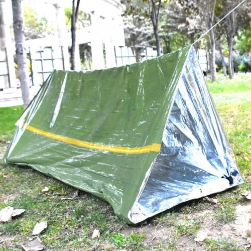 제네릭 Generic Emergency Survival Tent, Emergency Tent with Rope, Ultralight Rescue Tent, Emergency Tube Tent, Waterproof 2-Person Mylar Thermal Shelter for Hiking Camping