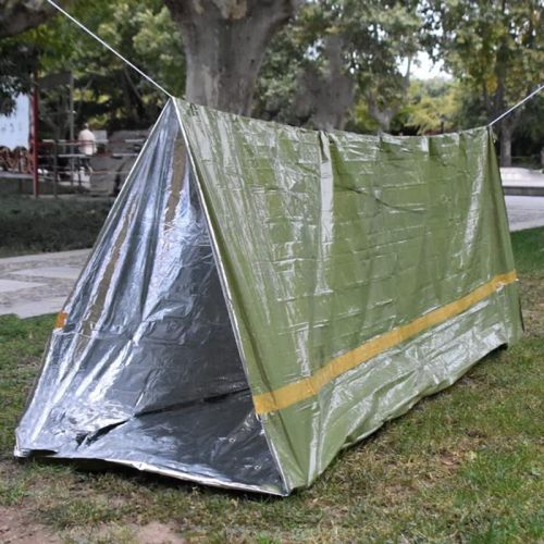 제네릭 Generic Emergency Survival Tent, Emergency Tent with Rope, Ultralight Rescue Tent, Emergency Tube Tent, Waterproof 2-Person Mylar Thermal Shelter for Hiking Camping