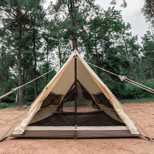 제네릭 Generic Cotton Canvas Tent Waterproof Windproof 210x260x150cm 2-3 People Family Tent Portable Tent Camping Tent for Hiking Camping Outdoor