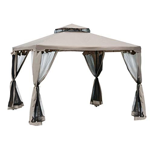 제네릭 Generic Jatee 10’ x 10’ Outdoor Patio Gazebo Pavilion Canopy Tent Steel 2-Tier Tents Camping Tent Large Tent Tents Large Tents Portable Tent Tent for Camping Small Tents Large Tent for Cam