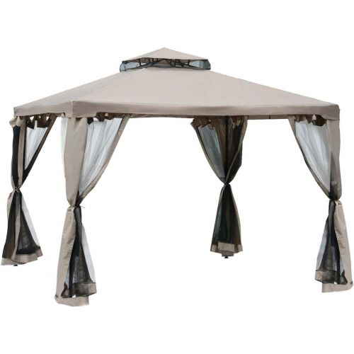 제네릭 Generic Jatee 10’ x 10’ Outdoor Patio Gazebo Pavilion Canopy Tent Steel 2-Tier Tents Camping Tent Large Tent Tents Large Tents Portable Tent Tent for Camping Small Tents Large Tent for Cam