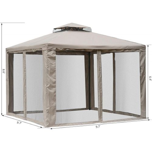 제네릭 Generic Jatee 10’ x 10’ Outdoor Patio Gazebo Pavilion Canopy Tent Steel 2-Tier Tents Camping Tent Large Tent Tents Large Tents Portable Tent Tent for Camping Small Tents Large Tent for Cam