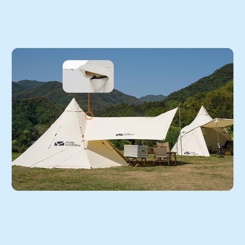 제네릭 Generic Outdoor Large Pyramid Camping Tent Waterproof Camping Tipi Tent for 3-4 Person Family Camping