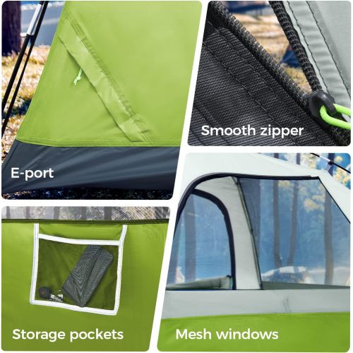 제네릭 Generic ArcadiVille Camping Tent 4 People, Waterproof and Windproof Family Tents for Camping, Outdoor & Travel, Easy Setup Removable Rainfly, Ventilated Windows, Portable with Carry Bag (G