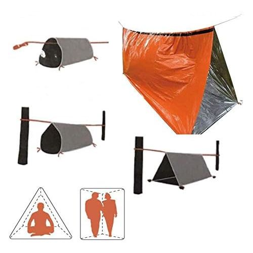 제네릭 Generic Emergency Thermal Tent, Compact Lightweight Weatherproof Mylar 59 x 98.4 Survival 2-Person Tube Shelter Tent for Hiking Camping Backpacking Outdoor