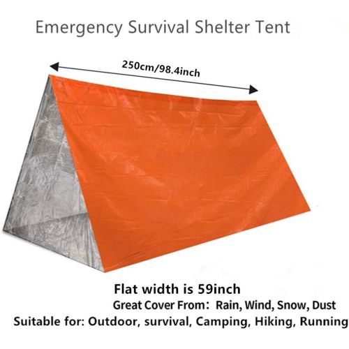 제네릭 Generic Emergency Thermal Tent, Compact Lightweight Weatherproof Mylar 59 x 98.4 Survival 2-Person Tube Shelter Tent for Hiking Camping Backpacking Outdoor