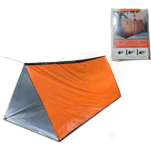 제네릭 Generic Emergency Thermal Tent, Compact Lightweight Weatherproof Mylar 59 x 98.4 Survival 2-Person Tube Shelter Tent for Hiking Camping Backpacking Outdoor