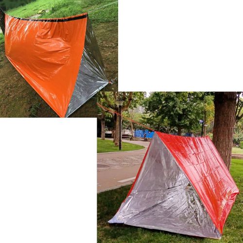 제네릭 Generic Emergency Thermal Tent, Compact Lightweight Weatherproof Mylar 59 x 98.4 Survival 2-Person Tube Shelter Tent for Hiking Camping Backpacking Outdoor