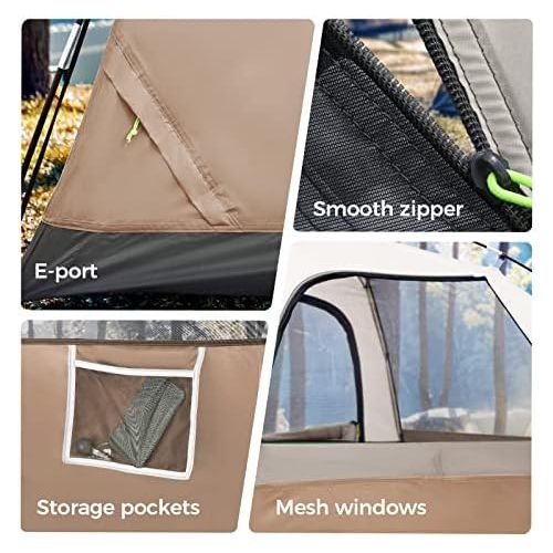 제네릭 Generic ArcadiVille Camping Tent 4/6 People, Waterproof and Windproof Family Tents for Camping, Outdoor & Travel, Easy Setup Removable Rainfly, Ventilated Windows, Portable with Carry Bag