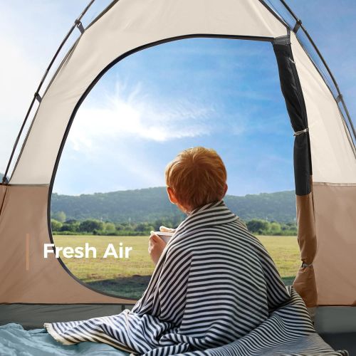 제네릭 Generic ArcadiVille Camping Tent 4/6 People, Waterproof and Windproof Family Tents for Camping, Outdoor & Travel, Easy Setup Removable Rainfly, Ventilated Windows, Portable with Carry Bag