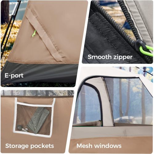 제네릭 Generic ArcadiVille Camping Tent 4/6 People, Waterproof and Windproof Family Tents for Camping, Outdoor & Travel, Easy Setup Removable Rainfly, Ventilated Windows, Portable with Carry Bag