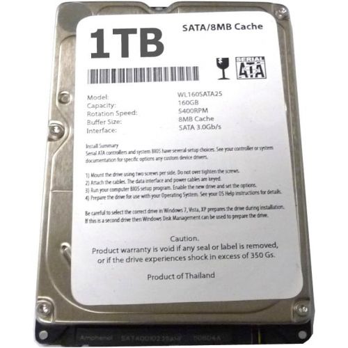 제네릭 Generic 1TB 1000GB 2.5 Inch (9.5mm)Sata Laptop Internal Hard drive 5400 RPM For Laptop/Mac/PS3 (1TB)
