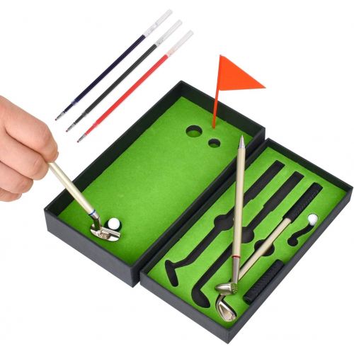 제네릭 Generic Mini Golf Club Pen Set Gifts for Man Dad Funny Office Souvenir Birthday Gifts for Boss Coworker Unique Novelty Golf Game Desktop Toys Cute Mini Putting Green Golf Course