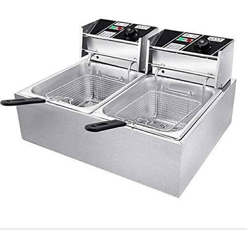 제네릭 Generic Electric Deep Fryer, Stainless Steel Tabletop Large Capacity Frying Machine for Kitchen Business Allowed to Fry Chicken, French Fries (12L)