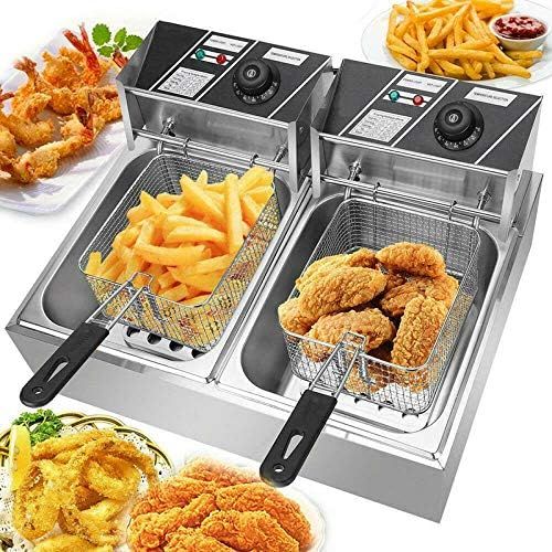 제네릭 Generic Electric Deep Fryer, Stainless Steel Tabletop Large Capacity Frying Machine for Kitchen Business Allowed to Fry Chicken, French Fries (12L)