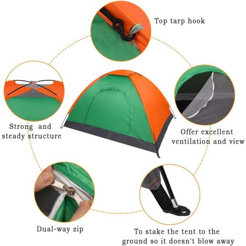 제네릭 Generic Camping Tent for 2-Person Outdoor Instant Cabin Tent Waterproof Easy Setup Beach Tent Sun Shelter for Hiking Backpacking Trekking （Orange +Green）