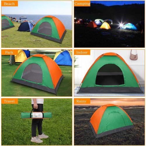 제네릭 Generic Camping Tent for 2-Person Outdoor Instant Cabin Tent Waterproof Easy Setup Beach Tent Sun Shelter for Hiking Backpacking Trekking （Orange +Green）