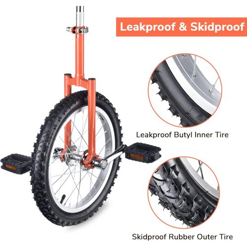 제네릭 Generic Astonishing Bright Orange 16 Inch In 16 Mountain Bike Wheel Frame Unicycle Cycling Bike With Comfortable Release Saddle Seat