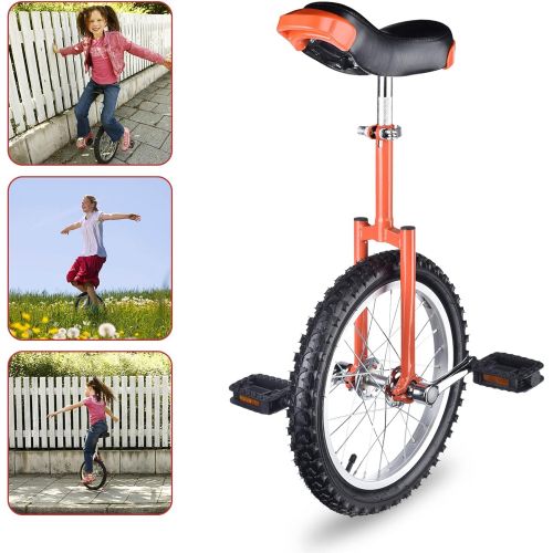 제네릭 Generic Astonishing Bright Orange 16 Inch In 16 Mountain Bike Wheel Frame Unicycle Cycling Bike With Comfortable Release Saddle Seat