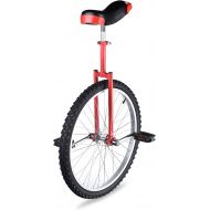 Generic 24 Inch Tire Chrome Unicycle Wheel Training Style Cycling w/ Stand Release Saddel Seat Balance Mountain Exercise Bike - Red