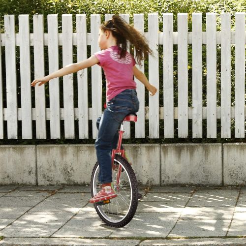 제네릭 Generic 24 Inch Tire Chrome Unicycle Wheel Training Style Cycling w/ Stand Release Saddel Seat Balance Mountain Exercise Bike - Red