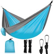 Generic Camping Hammocks,Portable Single & Double Hammock with 2 Tree Straps,Ultralight Nylon Parachute Multifunctional Light Weight Backpacking Gear for Indoor,Outdoor,Travel,Beach,Yard,G