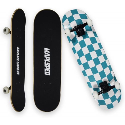 제네릭 Generic MAPLSPED Skateboards for Beginners, Complete Skateboard 31 x 7.88, 7 Layer Canadian Maple Double Kick Concave Standard and Tricks Skateboards for Kids and Beginners