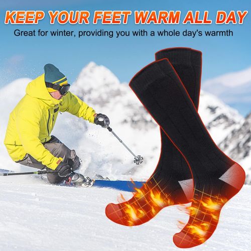 제네릭 Generic Electric Heated Socks, 4000mAh Upgraded Rechargeable Washable Battery Heat Socks Up to 9 Hours of Heating Unisex Winter Warm Battery Powered Thermal Socks for Skiing Camping Runnin