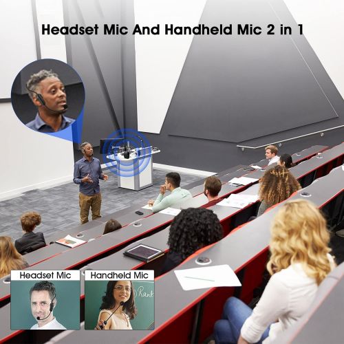 제네릭 Generic Wireless Microphone Headset,UHF Headset System,160ft Range,Headset and Handheld Mic 2 in 1,Compatible for Speaker,Teaching,Singing,Fitness Instructor